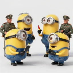 dispicable me minions giving tactical advice to generals in world war 2, historical photograph