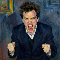 angry morrissey yelling, by egon schiele,
