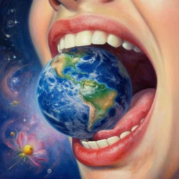 giant mouth eats the planet earth in cosmos, acrilic paint, digital, artstation, detailed intricate ink illustration, heavenly atmosphere, digital art, overdetailed art, concept art, complementing colors, trending on artstation, cgstudio, the most beautiful image ever created, dramatic, subtle, details, award winning artwork, beautiful scenery