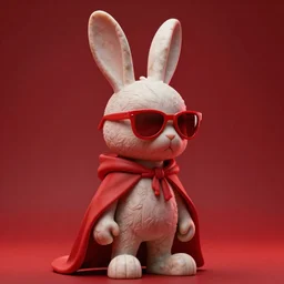 rabbit groot as marble statue, red sunglasses, in red background, soft red texture, red realistic 3 d render, high red lights, 4 k, high detailed photography cape, 5 0 mm lens, rich red colors, smooth gradients, depth of field, cinematic