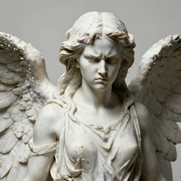 realistic portrait sculpture of angry girl angel