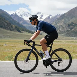 aero road bike riding in altai mountains