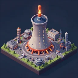 rpg game nuclear power plant in the center isometric viewpoint trending on artstation unreal engine low poly