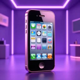 y 2 k realistic render of a pink iphone 4 in a glowing purple room, hyper realistic, hd glossy 8 k realistic shiny sparkling