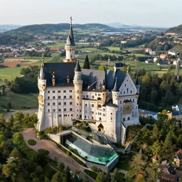 aerial photo of castle in a terrarium, sigma 5 0 mm f 1. 4