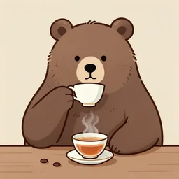 an bear drinking tea illustration 8 k trending on artstation - w 8 7 6