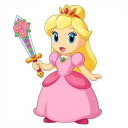 Princess Daisy holding a floral sword