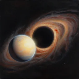 painting of a black hole eating a planet
