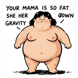 your mama is so fat she has her own gravity, comic style, coloured ink