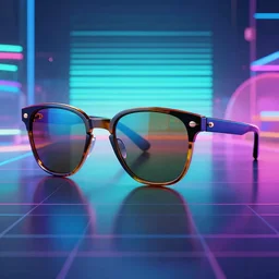 polychromatical sunglasses with a cool vaporwave background