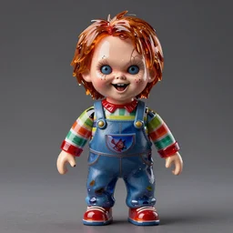 screaming chucky doll made of out colorful glass 3 d