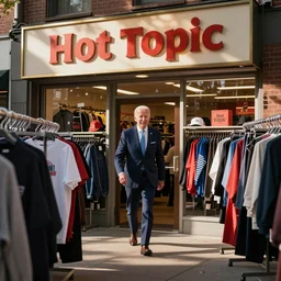 Joe Biden shopping for clothes at Hot Topic