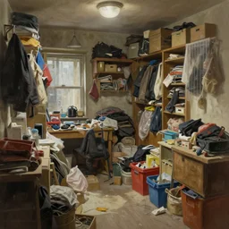 the inside of a hoarder collection, digital painting masterpiece