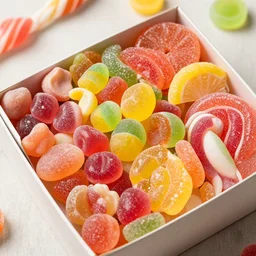a box full of candies and gummies
