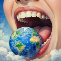 giant mouth eats the earth, acrilic paint, digital, artstation, detailed intricate ink illustration, heavenly atmosphere, digital art, overdetailed art, concept art, complementing colors, trending on artstation, cgstudio, the most beautiful image ever created, dramatic, subtle, details, award winning artwork, beautiful scenery