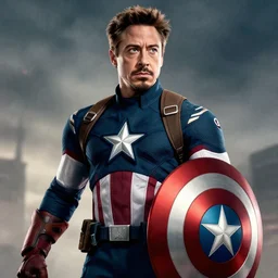 robert downey jr as captain america, 4 k ultra hd, hyper detailed