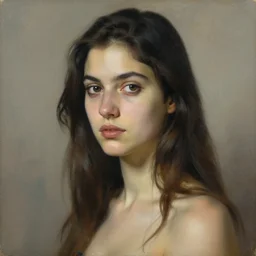 portrait of beautiful young dark-hair female by Adrian Ghenie