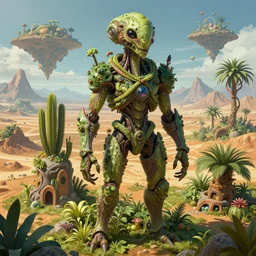 mechas in highly detailed alien planet with lush vegetation, deserts and mountains, artgerm, cgsociety
