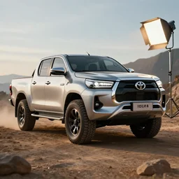 toyota hilux, unreal 5, hyperrealistic, realistic, photorealistic, dynamic lighting, highly detailed, cinematic landscape, studio landscape, studio lighting