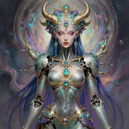 extremely psychedelic cyborg queen of lsd. intricate, elegant, highly detailed, lifelike photorealistic digital painting, artstation.