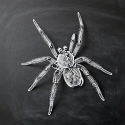 A chalkboard drawing of a cellar spider