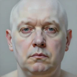 an extreme close up portrait a very ordinary overweight old man with an blank expression, by joel peter witkin and sarah moon, very pale skin, very blurry, translucent white skin, foggy, oil painting, photorealistic, anatomically correct, beautiful perfect face, visible brushstrokes, sharp focus, highly detailed, cinematic lighting, 8 k, hd