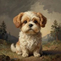 surrealist cute doggy by yoko d'holbachie, lisa frank,