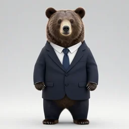 a bear is wearing a suit