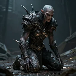 hyperrealistic highly detailed Jötunn kneeling sharp concept art wayne barlowe hannah yata cinematic lighting 8k low angle shallow depth of field