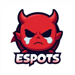 esports logo, crying imp devil, cute
