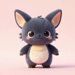 Full length portrait of cute plush dark chao in pastel colors
