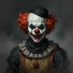 portrait of a ninja clown, detailed, centered, digital painting, artstation, concept art, by donato giancola, Sean Yoro, Greg Rutkowski, trending on Artstation, Joseph Christian Leyendecker, WLOP, Boris Vallejo, dark, moody, foggy