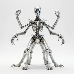 stylized shiny polished silver statue full body extra limbs bizarre cosmic horror quadruped animal ( ( skeleton ) ) framework four legs made of marble of slug creature tendrils, perfect symmetrical body, perfect symmetrical face, hyper realistic, hyper detailed, by johannen voss, by michelangelo, octane render, blender, 8 k, displayed in pure white studio room