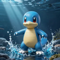 blue charmander ~ water powers ~ realistic ~ trending ~ ocean background ~