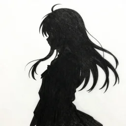 drawing of the shadow silhouette of anime girl