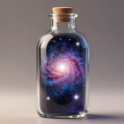 Glass bottle containing stars and galaxies, anime wallpaper