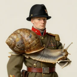 a humanoid snail wearing army general clothing, fine detail, painted by joshua reynolds