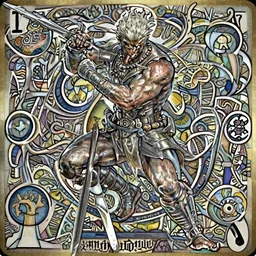 demon hunteras a playing card, sweaty, dynamic action pose, insane, intricate, highly detailed, digital painting, artstation, concept art, smooth, sharp focus, illustration, Unreal Engine 5, 8K, art by artgerm and greg rutkowski and alphonse mucha