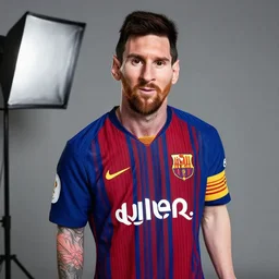 a portrait of Lionel Messi, Photo, studio lighting, realistic