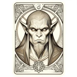 head-on symmetrical centered painted portrait,  D&D male orc druid, art nouveau, tarot card style, tarot card style, fantasy, intricate, elegant, highly detailed, smooth, sharp focus, illustration, artstation, in the style of Artgerm and Anna Podedworna and Alex Ross and Mucha