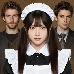 maid cosplay, symmetric beautiful face, orientalism portrait of a cute young woman with twin tails by Edwin Longsden Long and Theodore Ralli and Nasreddine Dinet and Adam Styk masterful intricate artwork