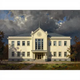 headquarters of transylvanian software company in communist times. painting by hopper