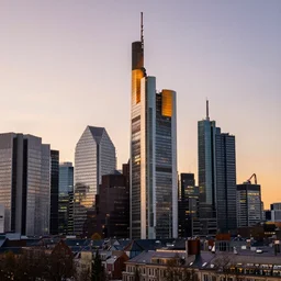 frankfurt skyscrapers at sunset, photo by ryan dyar, highly detailed, 8 k