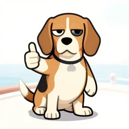 beagle giving a thumbs up in the style of bored ape nft yacht club