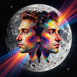 symmetry!! stunning portrait of man on the moon, by victo ngai, kilian eng vibrant colors, dynamic lighting, digital art, winning award masterpiece, fantastically beautiful, illustration, aestheticly inspired by beksinski and dan mumford, upscale with simon stalenhag work, artstation, 8 k