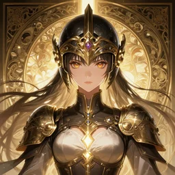 symmetry!!!!!! beautiful anime soldier girl close portrait, sci - fi, wearing ornate helmet, ultra detailed, elegant, intricate, anime, dynamic lighting, dnd, glowing lights, digital art, digital painting, artstation, wlop, sharp focus, illustration, art by artgerm and greg rutkowski and alphonse mucha, 8 k