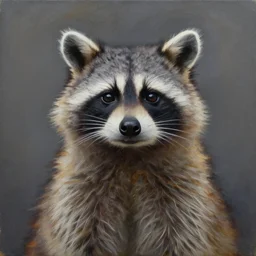 a schizophrenic racoon's mind is blown, by ross tran, oil on canvas