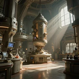 Retro futuristic tech and research laboratory