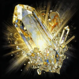 bismuth crystal. detailed intricate, dynamic light, artwork by greg rutknowski, alphonse mucha, moebius