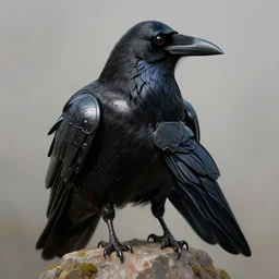still of a raven with body armor. art by gerald brom